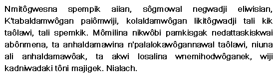 Abnaki-Penobscot Language Sample
